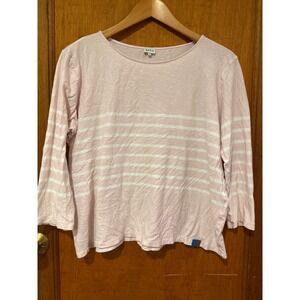 KULE shirt women's XL pink stripe 3/4 sleeve lightweight cotton tissue thin